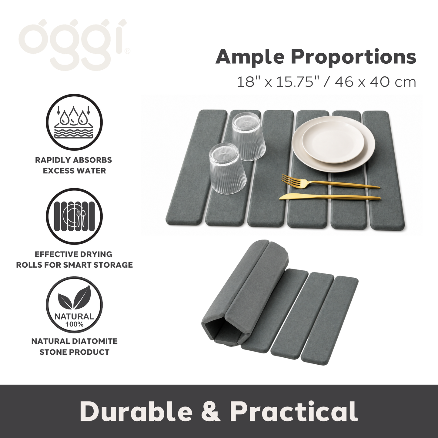 Drying Mat - Diatomite, Folding (18" x 15.75")