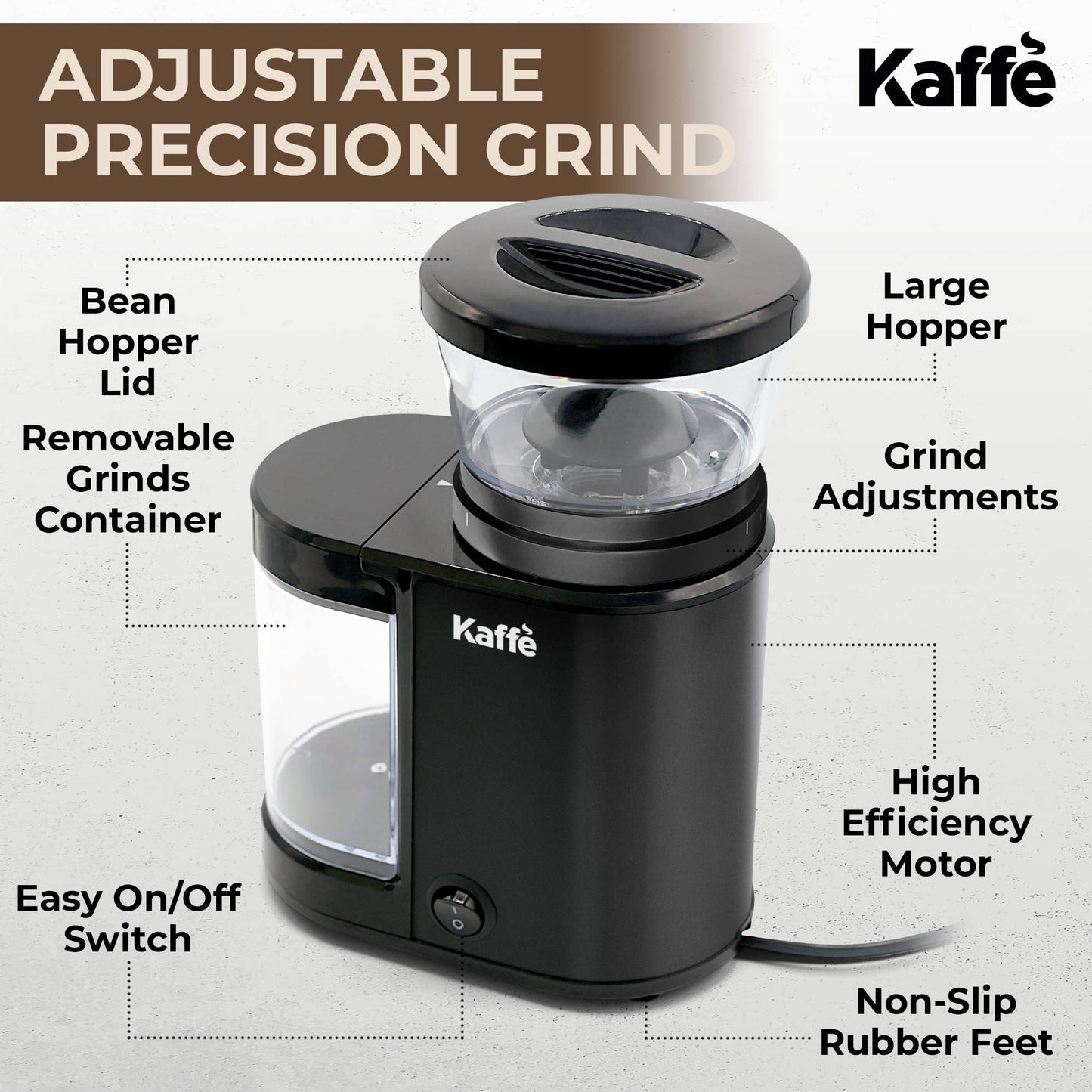 Kaffe Electric Burr Coffee Grinder Stainless Steel - 5.5 oz