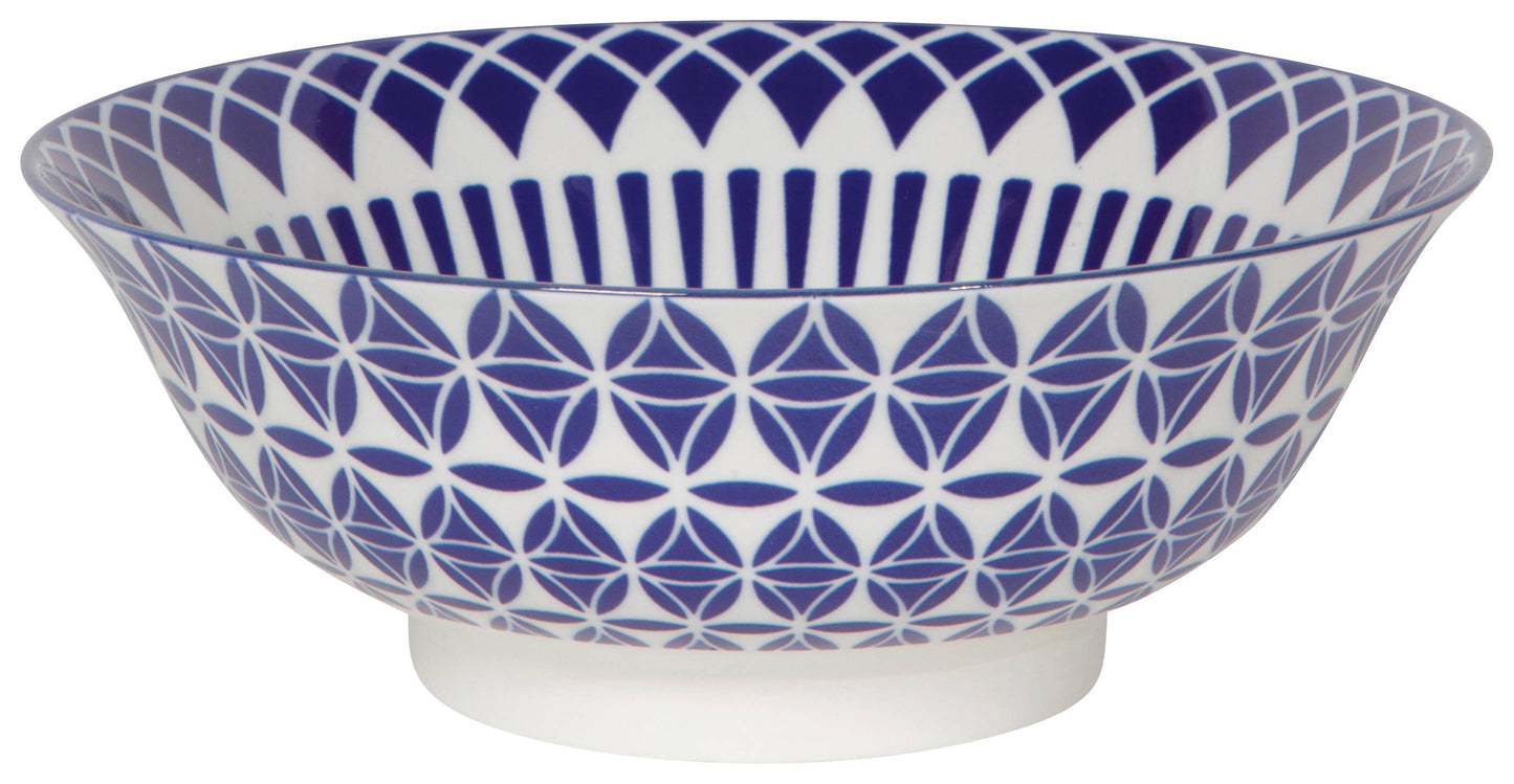 Geo Blue Stamped Bowl 8 inch