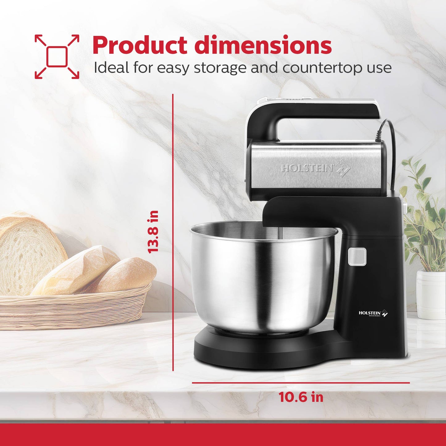 5-Speed Hand and Stand Mixer with LED Light- Single Unit