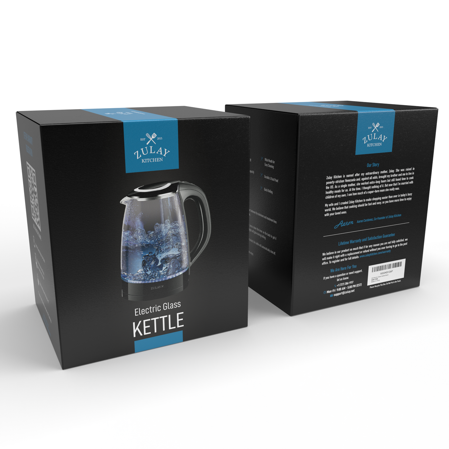 Glass Electric Kettle 1.7L with Blue LED Light