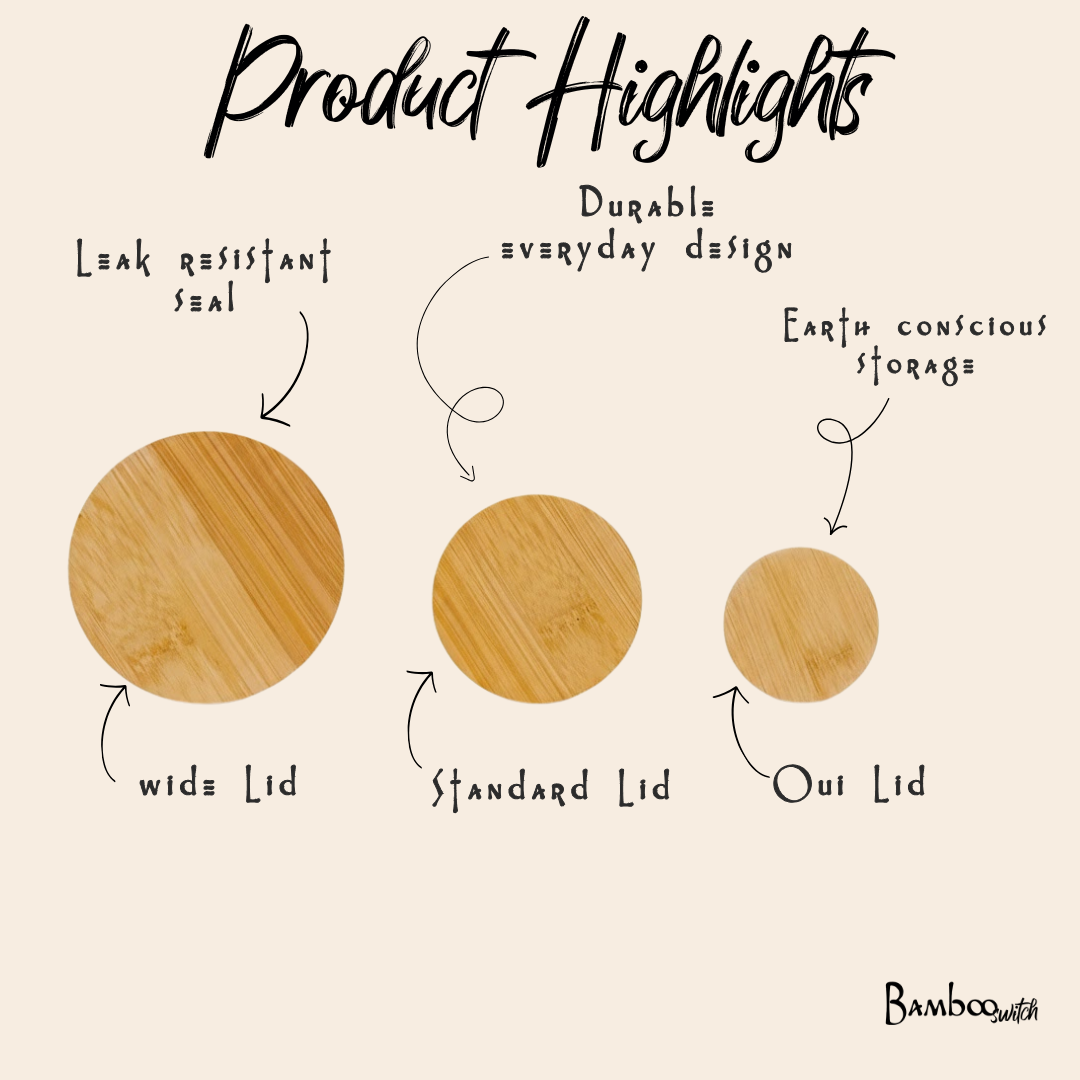 Bamboo Mason Jar Lid | Standard Mouth | Summer Bestseller