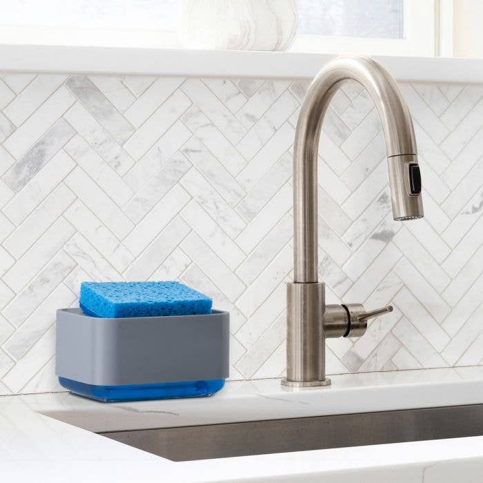 HIC Kitchen Soap Dispensing Sponge Holder With Sponge