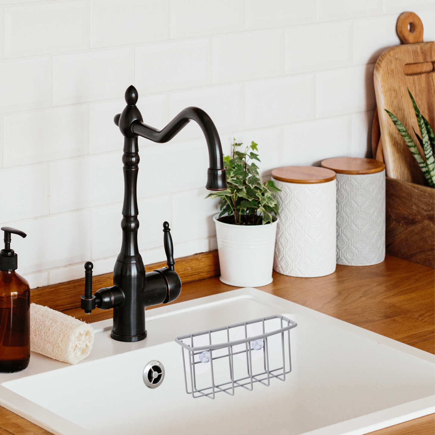 Sink Caddy - Metal w/ Suction Cups (6" x 2.5" x 2.75")