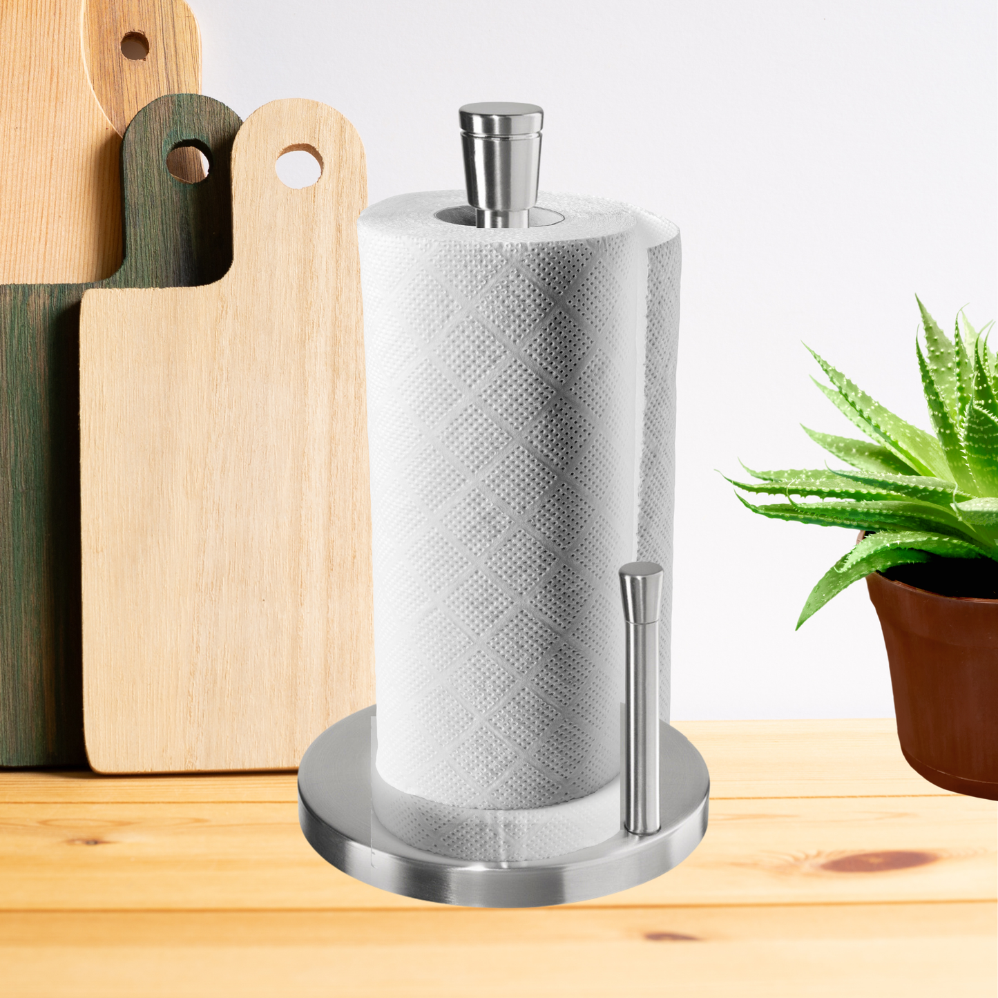 Paper Towel Holder - Stainless Steel w/ Tear Bar (13" H)