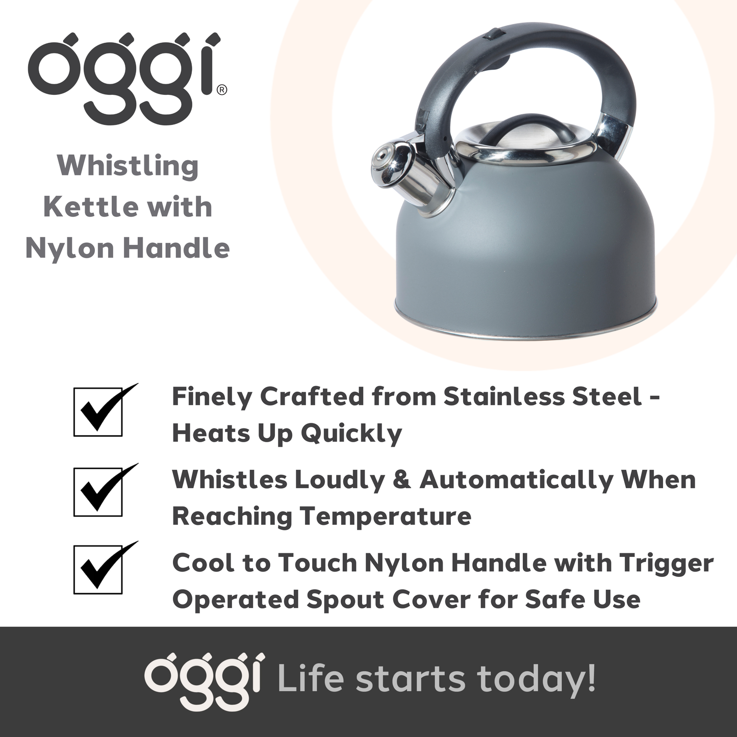 Stovetop Kettle - Stainless Steel Whistling (1.9 lt, 64 oz)