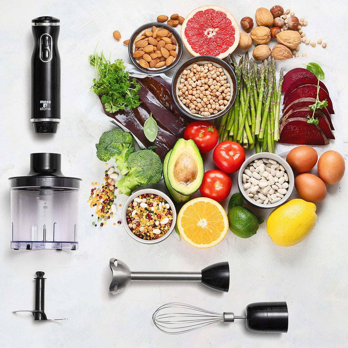 Electric Stick Blender w/Egg Whisk & Chopper- 300 Watt