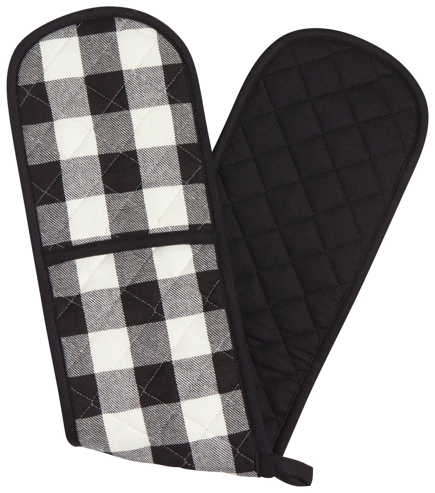 Black Check Double Oven Mitt