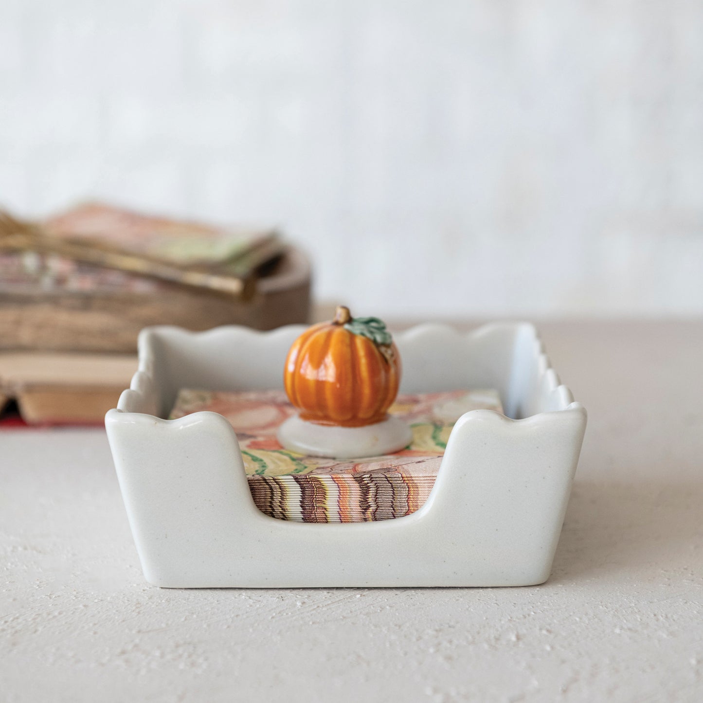 Paper Cocktail Napkins with Pumpkins, Leaves & Acorns (Contains 50 Folded Pieces) ©