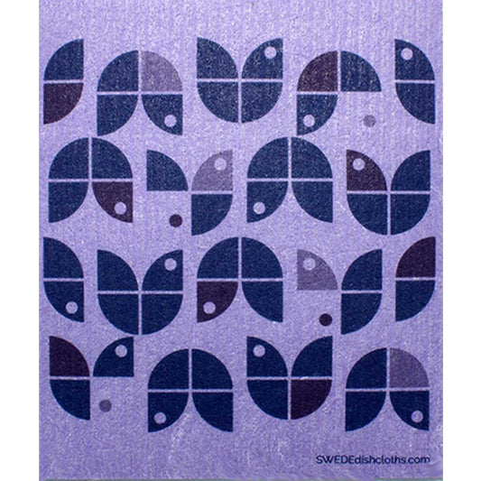 Swedish Dishcloth Geo Flowers Purple on Purple