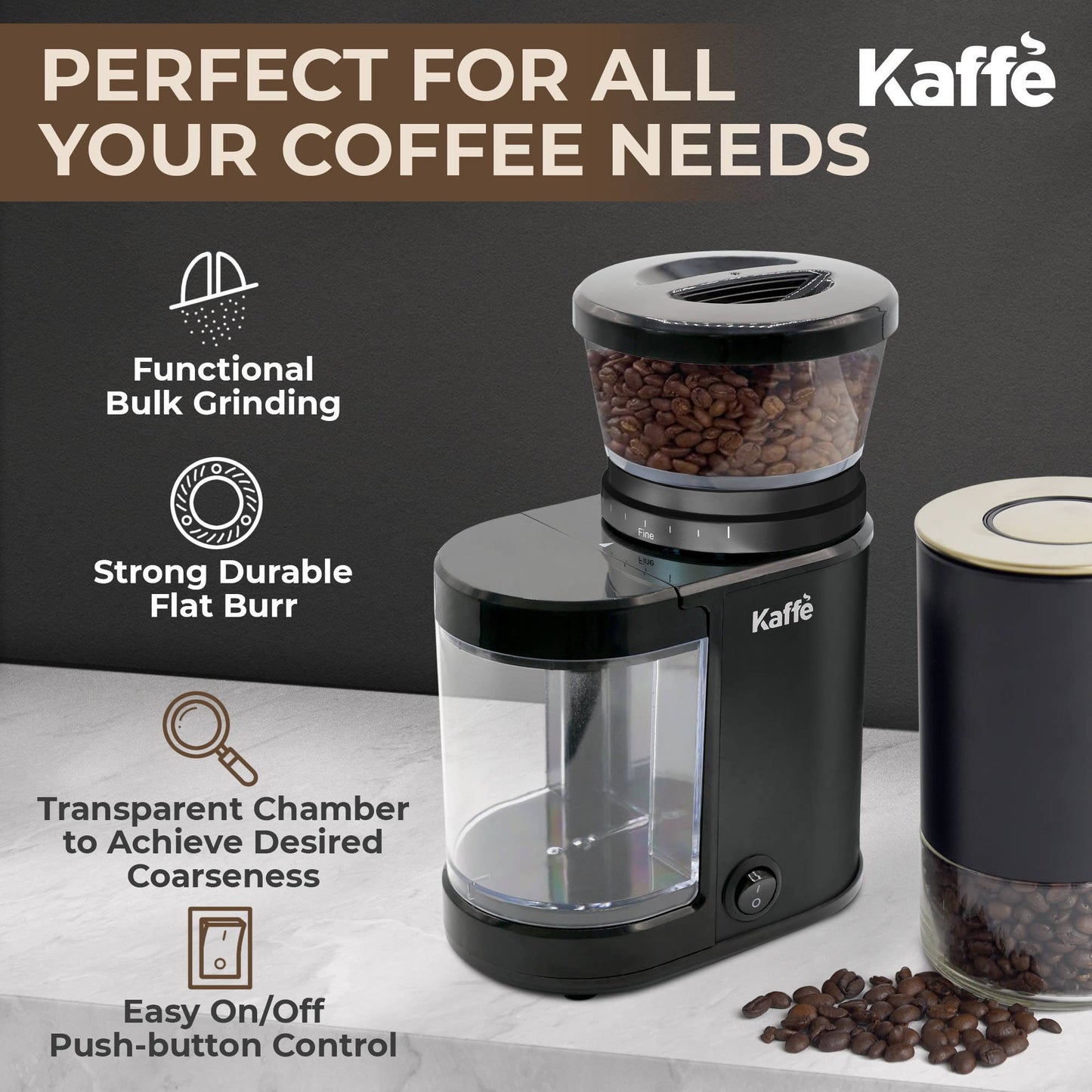 Kaffe Electric Burr Coffee Grinder Stainless Steel - 5.5 oz