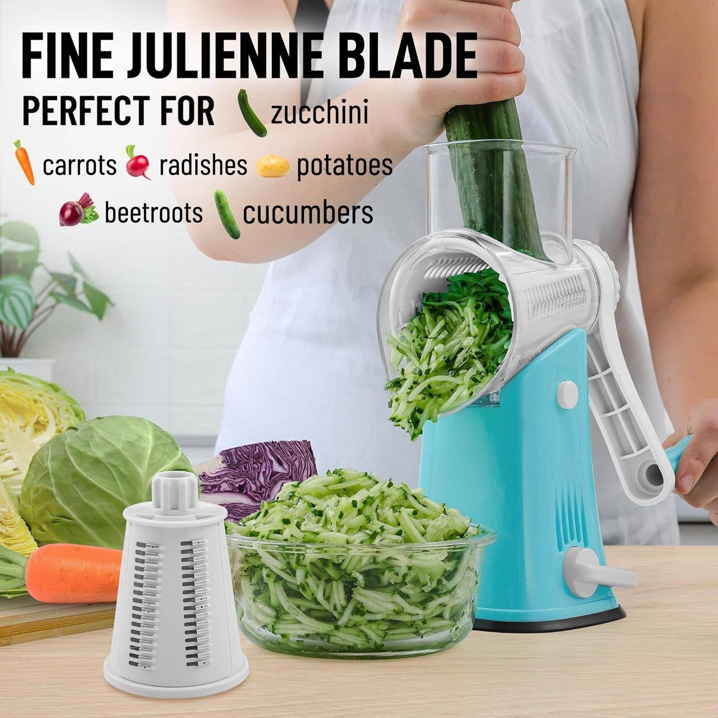 Rotary Cheese Grater with 5 Interchangeable Drums