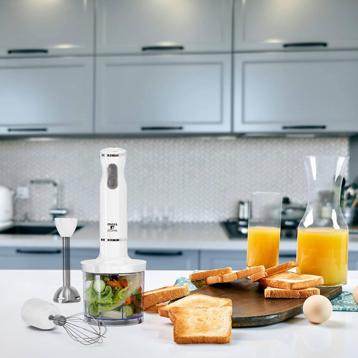 Electric Stick Blender w/Egg Whisk & Chopper- 300 Watt