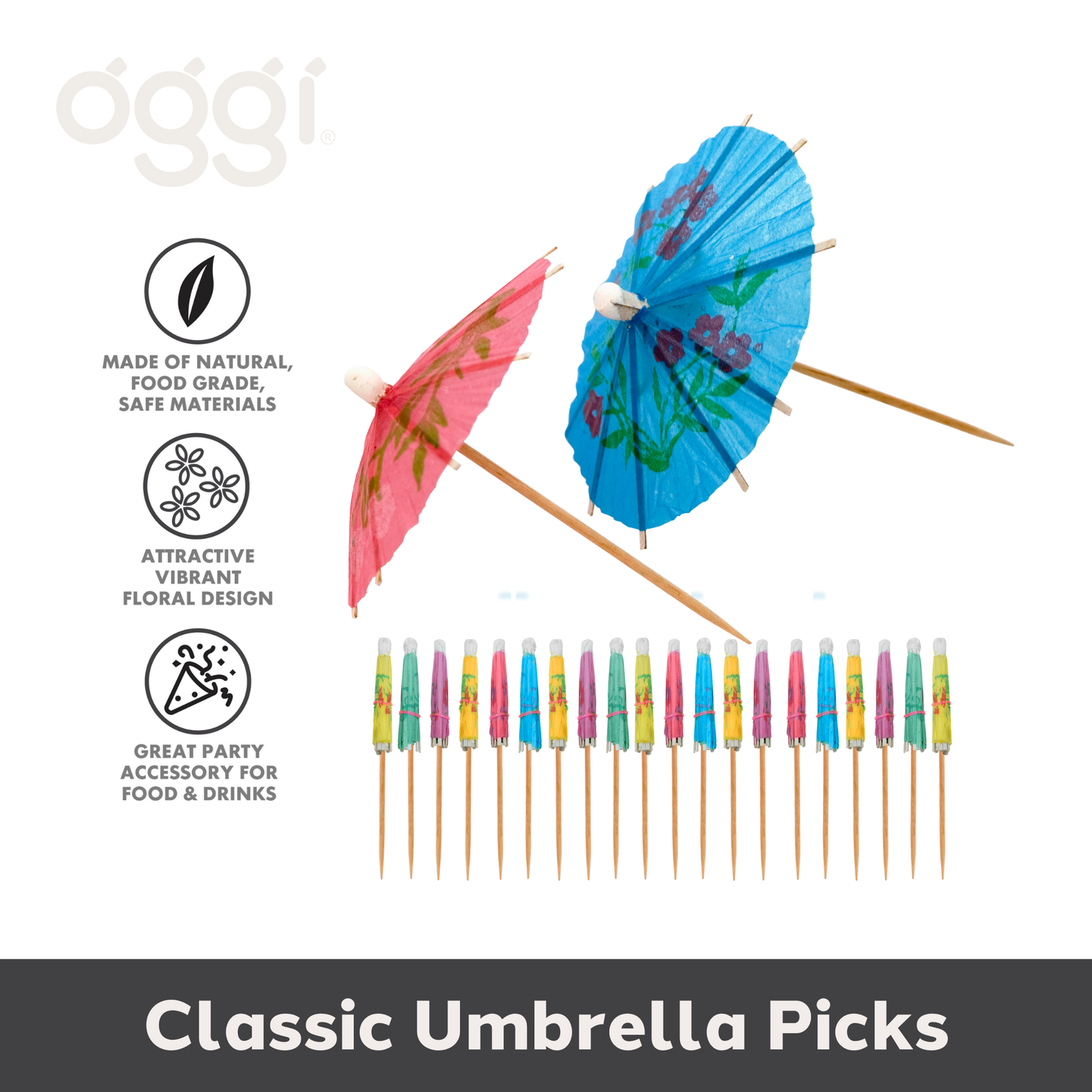 Cocktail Picks - 20 pc Umbrella - 4" / 10 cm