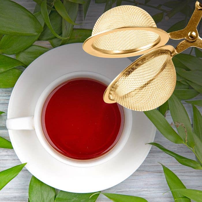 HIC Kitchen Gold Mesh Snap Tea Ball Infuser, 2in