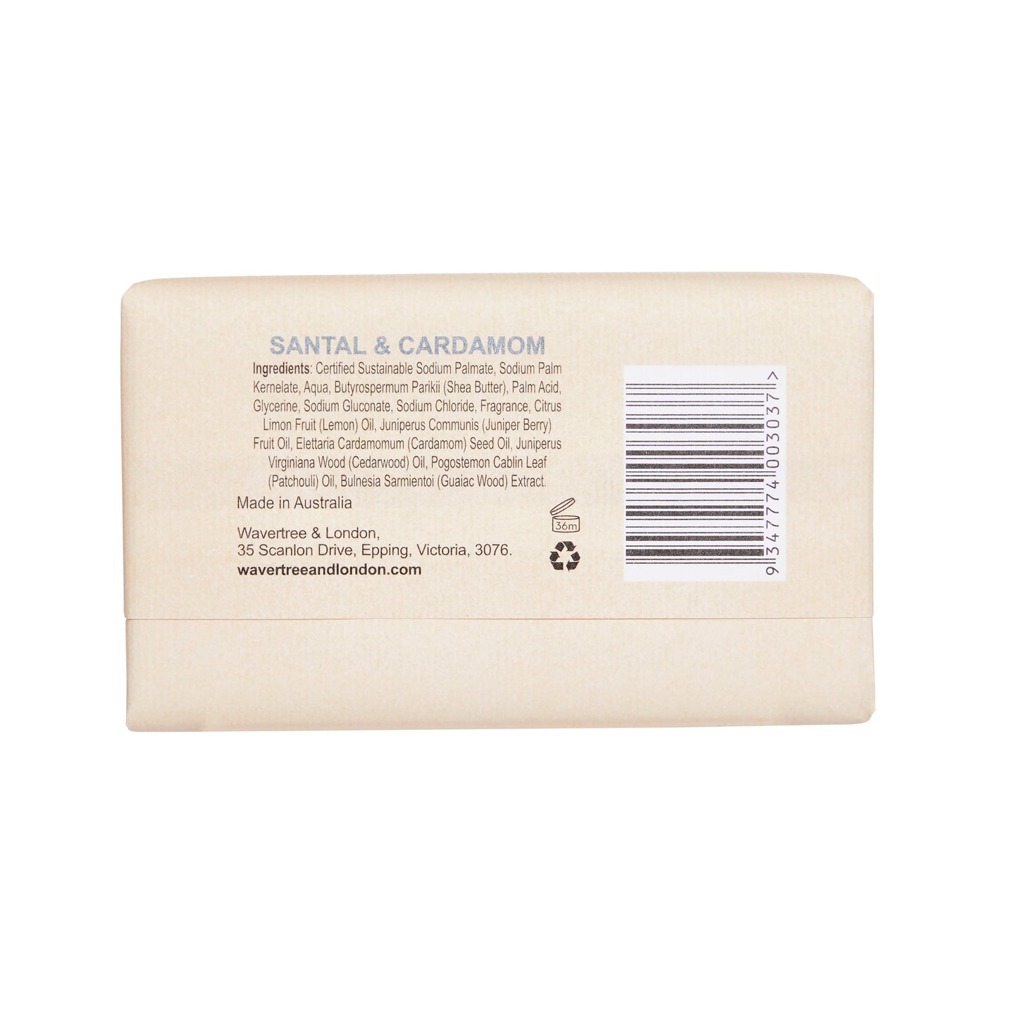 Wavertree & London Naturals Soap bar -  Santal & Cardamon