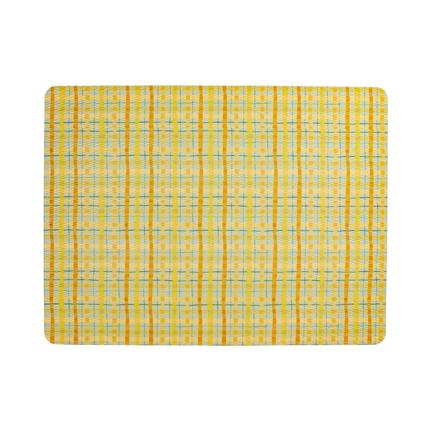 Plaid Rectangular Placemat, Yellow, 17 L x 13 W