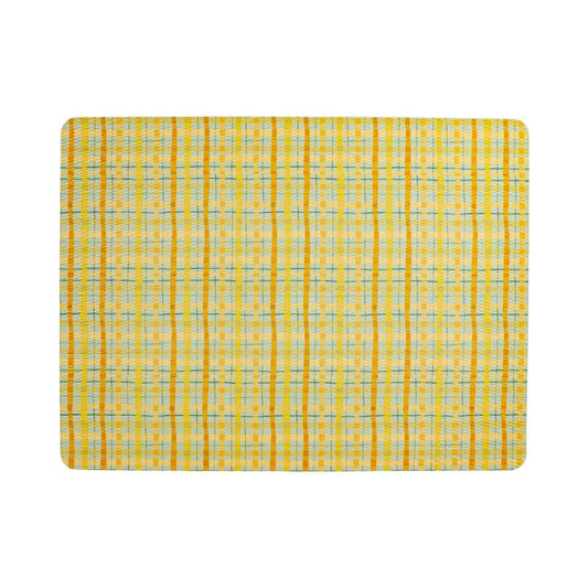 Plaid Rectangular Placemat, Yellow, 17 L x 13 W