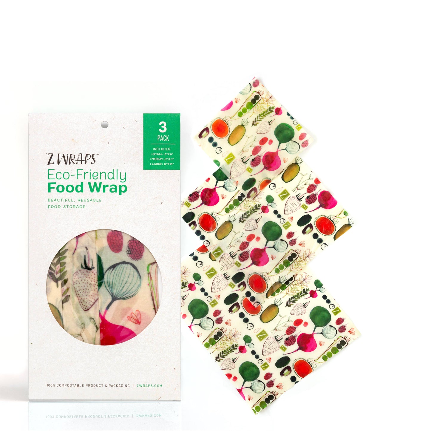 Z Wraps Set of 3 (S-1,M-1,L-1) Reusable Food Wraps