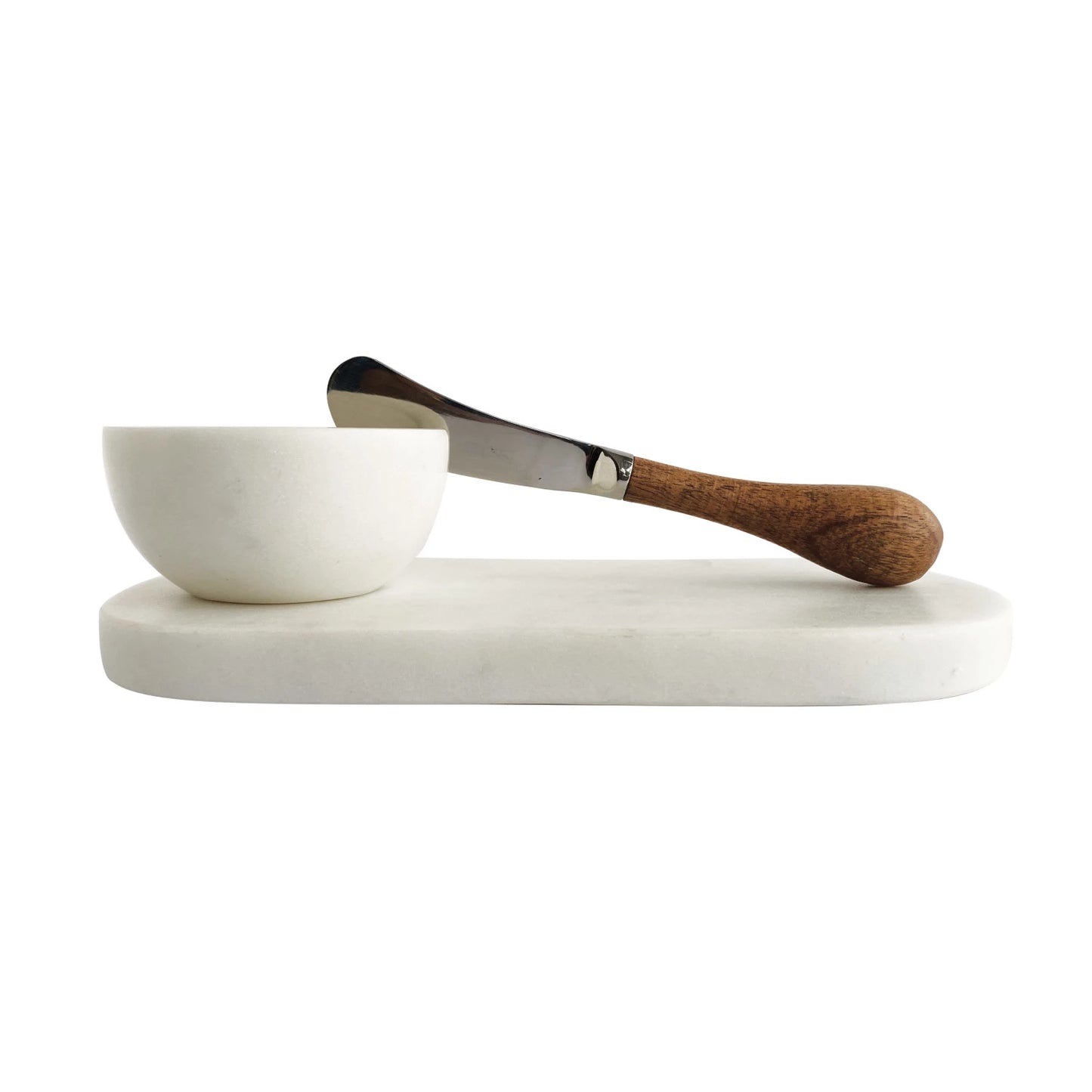 Marble Cheese/Serving Board w/ Marble Bowl & Canape Knife, Set of 3