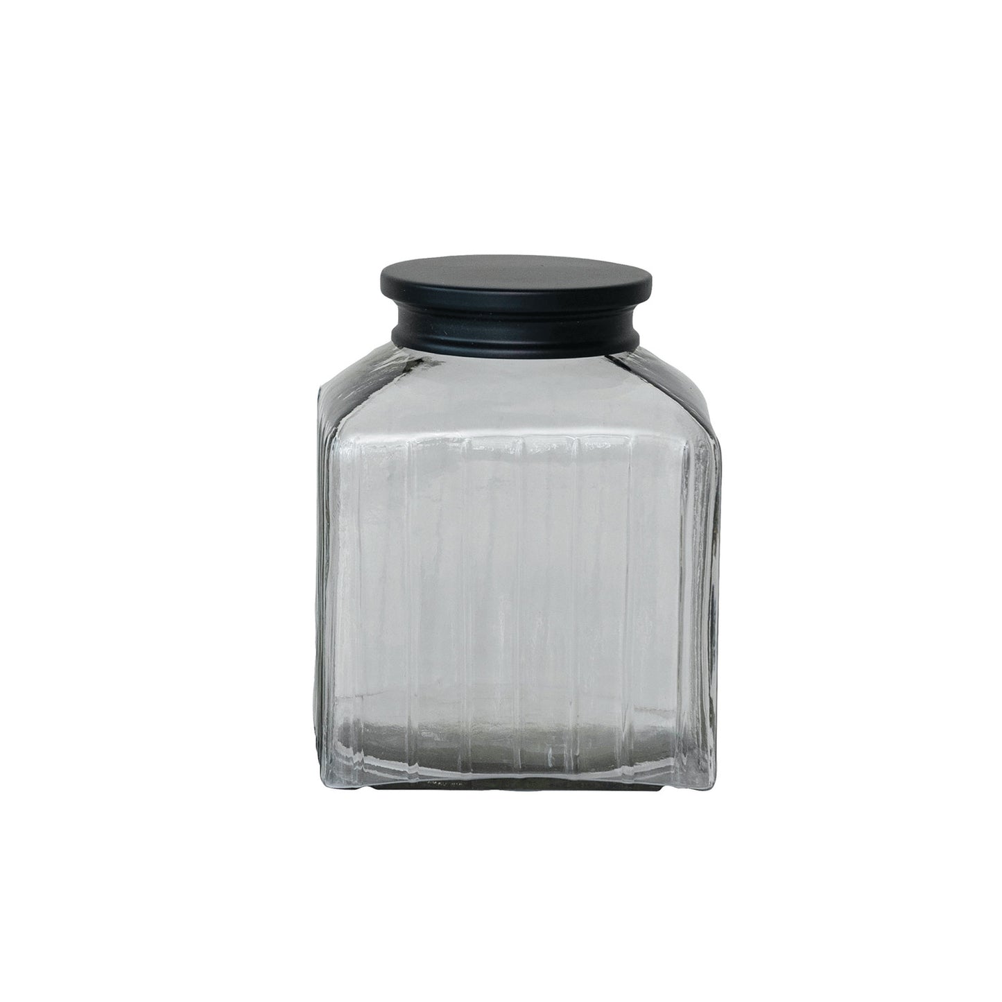 9 Cup Glass Jar w/ Black Stainless Steel Lid