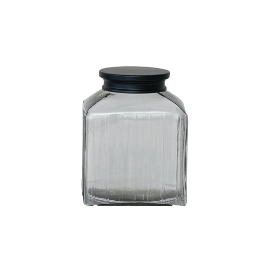 9 Cup Glass Jar w/ Black Stainless Steel Lid