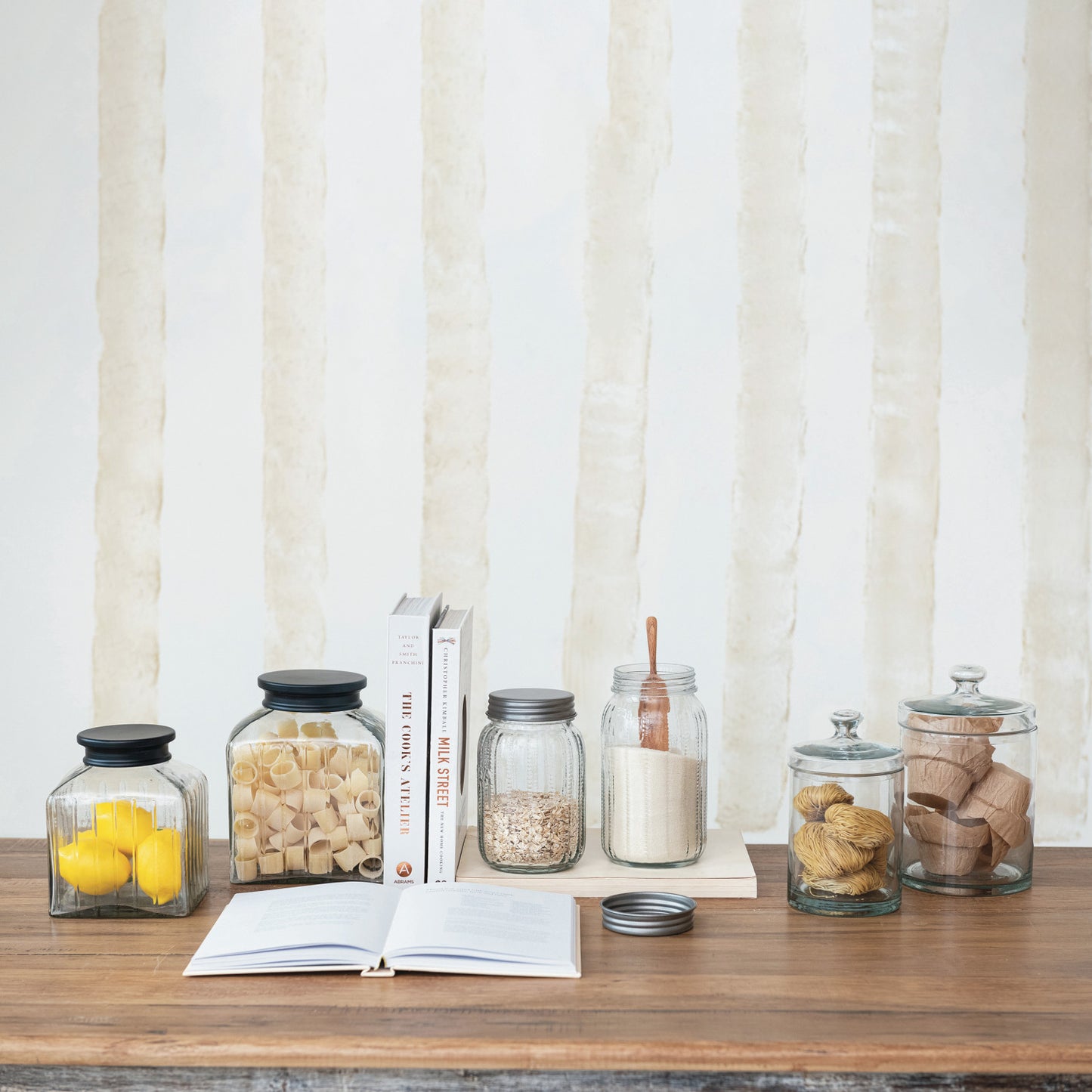 9 Cup Glass Jar w/ Black Stainless Steel Lid