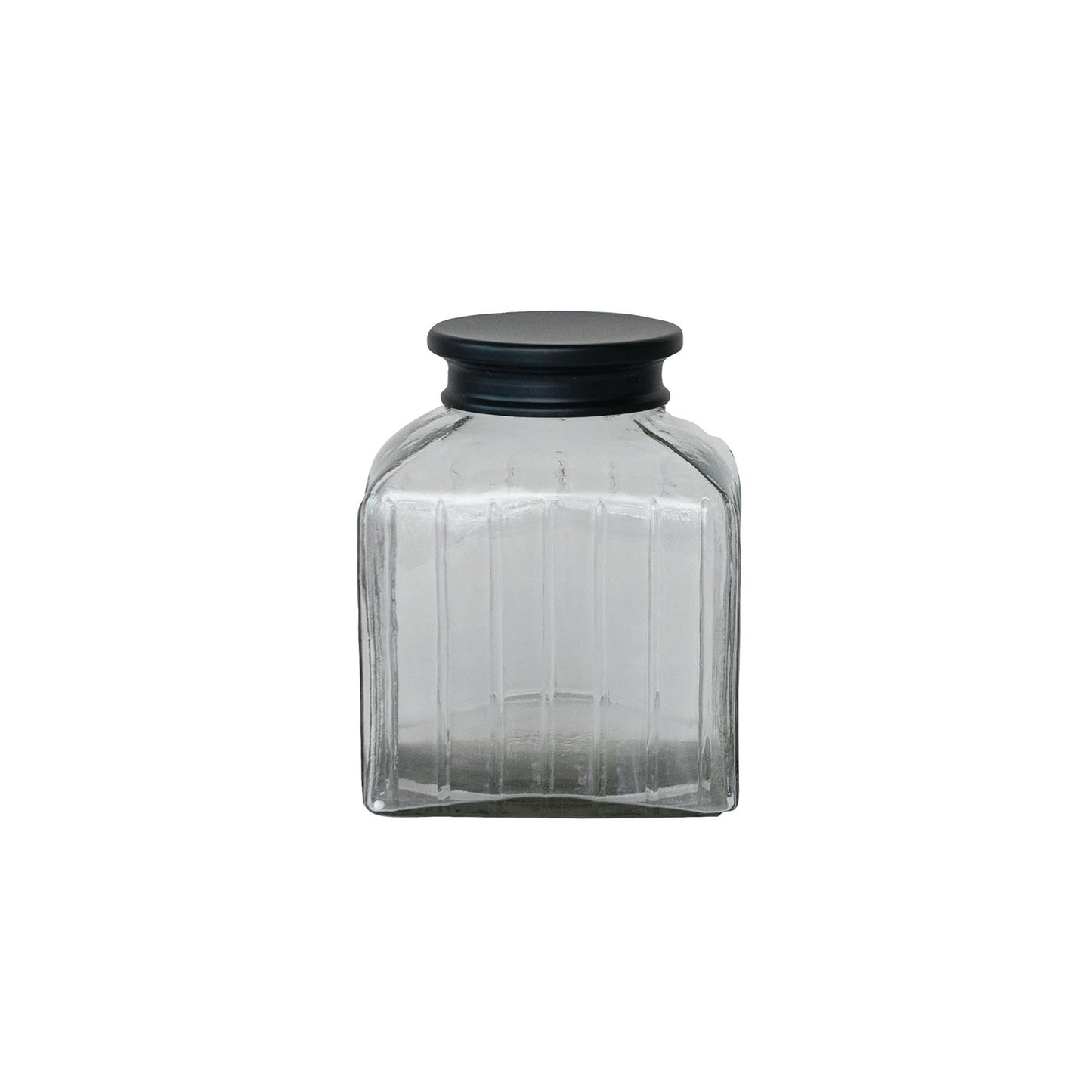 6 Cup Glass Jar w/ Black Stainless Steel Lid