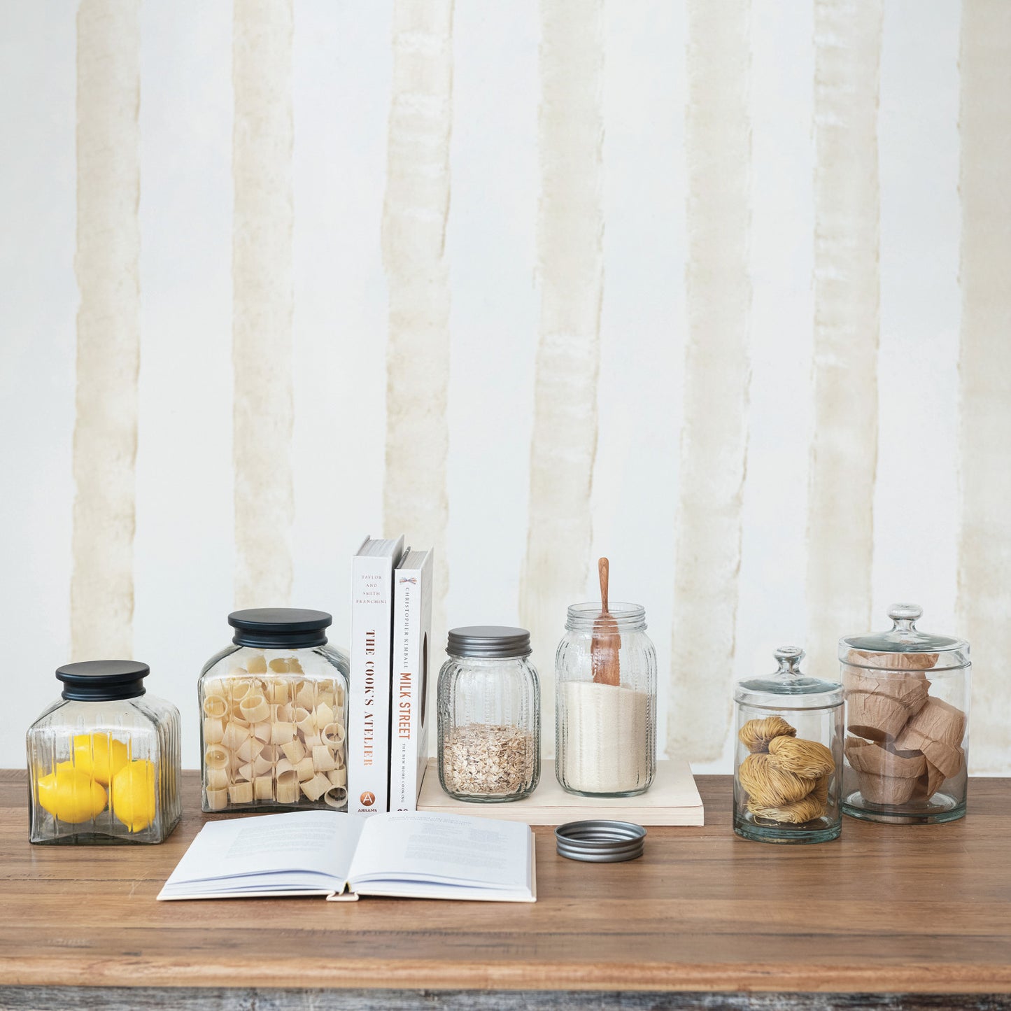 6 Cup Glass Jar w/ Black Stainless Steel Lid