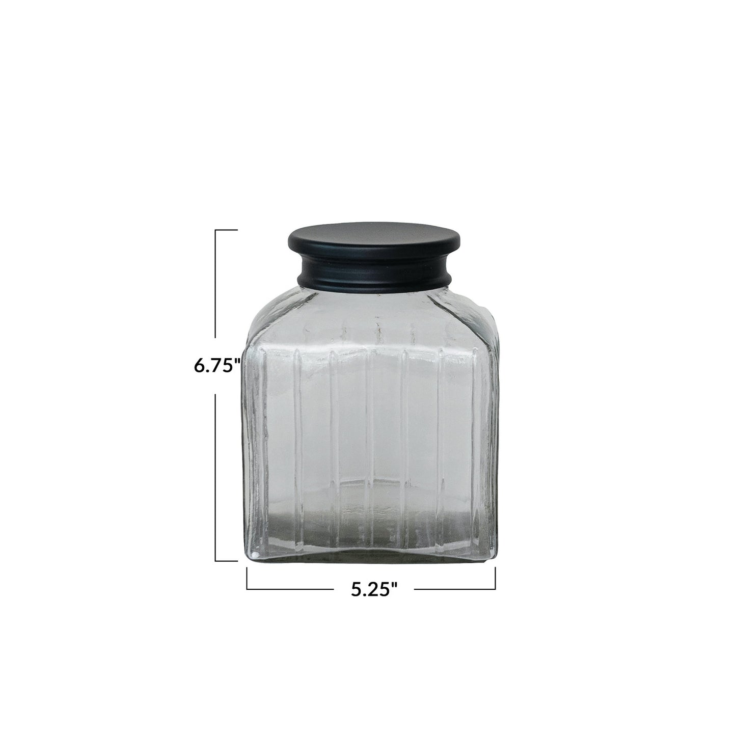 6 Cup Glass Jar w/ Black Stainless Steel Lid