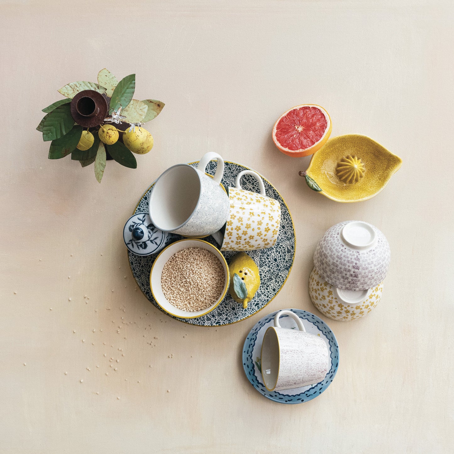 Hand-Stamped Stoneware Bowl w/ Pattern