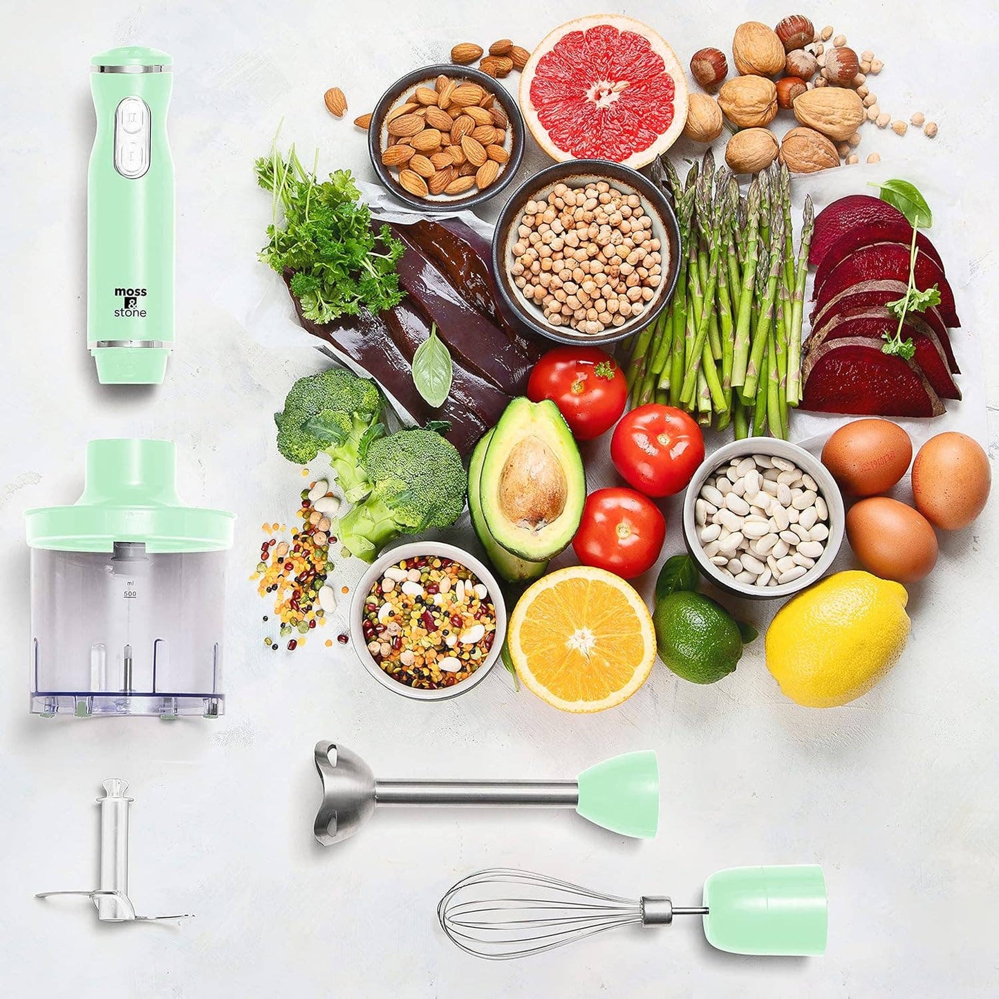 Electric Stick Blender w/Egg Whisk & Chopper- 300 Watt
