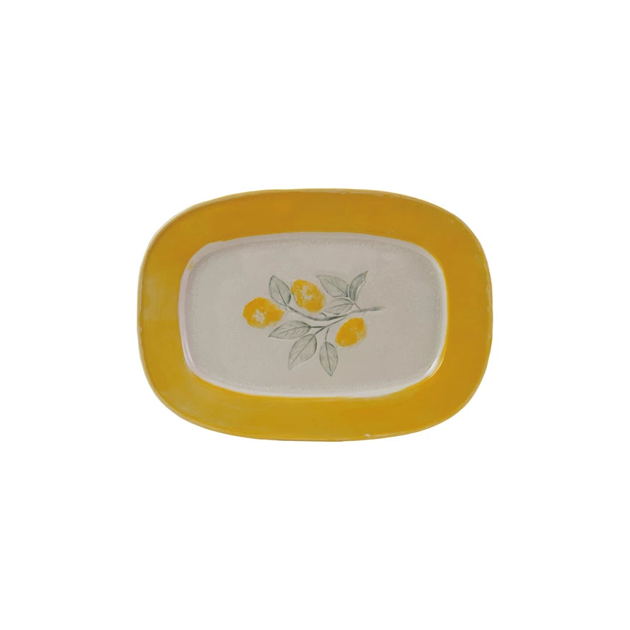 Stoneware Plate with Lemons