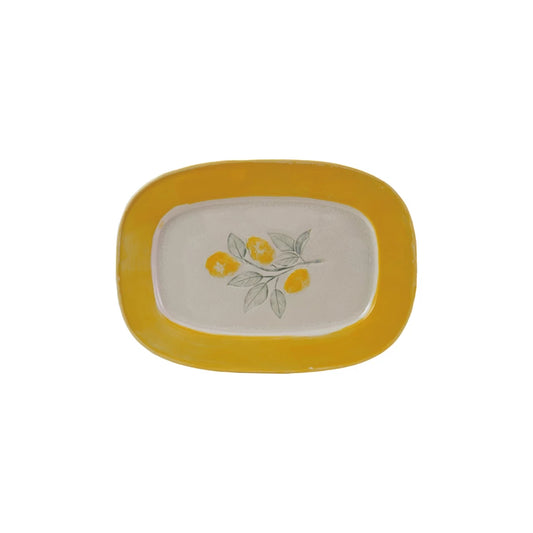 Stoneware Plate with Lemons