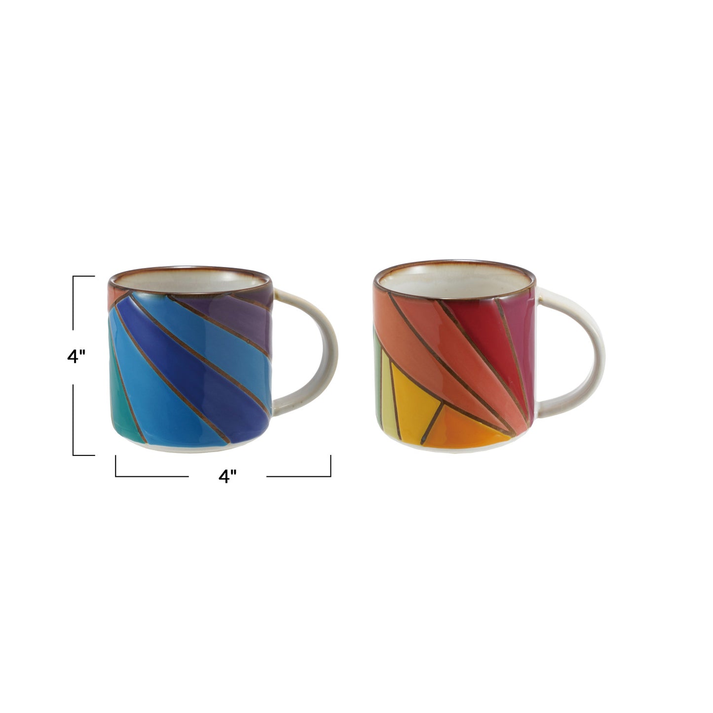 Stoneware Mug w/Wax Relief Design, 14 oz