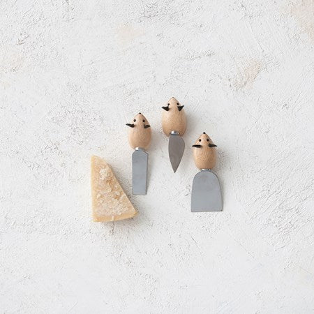 Mouse-Shape Handled Cheese Knives, Set of 3