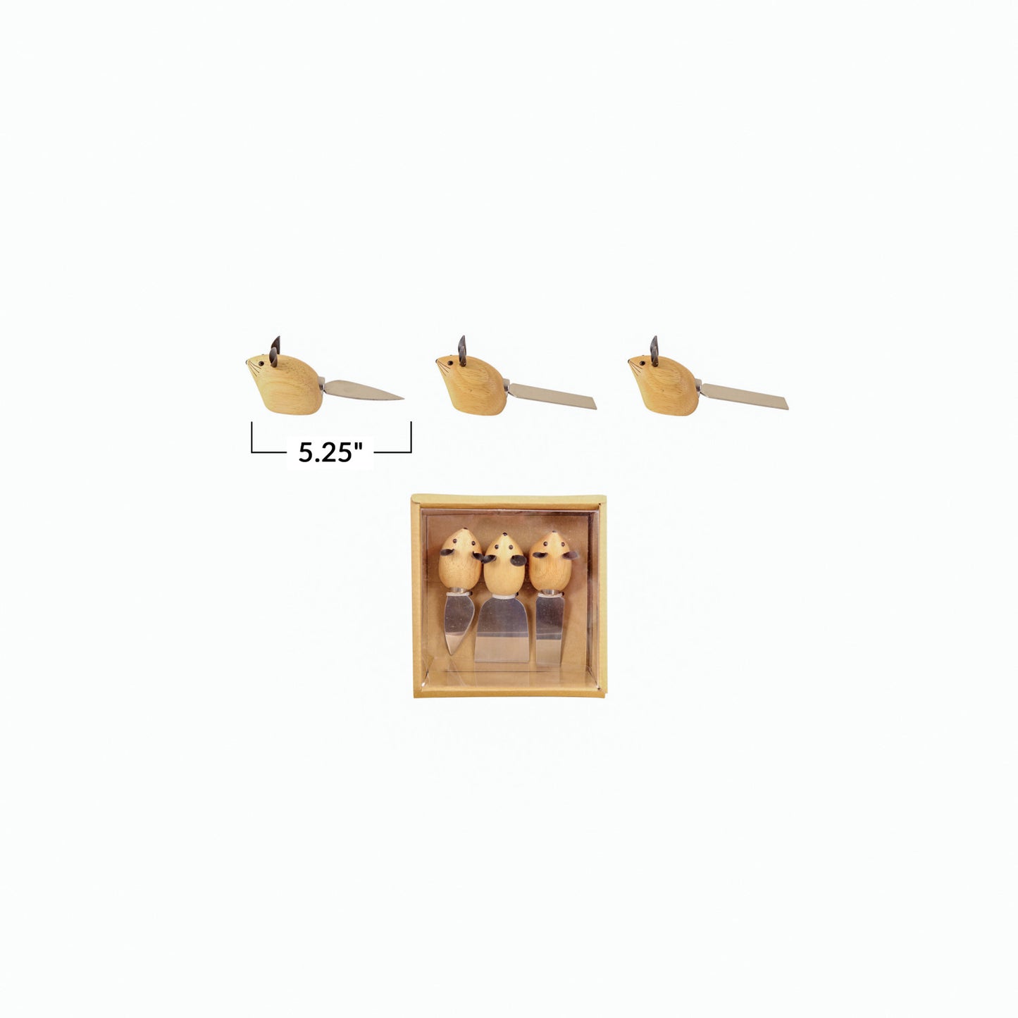 Mouse-Shape Handled Cheese Knives, Set of 3