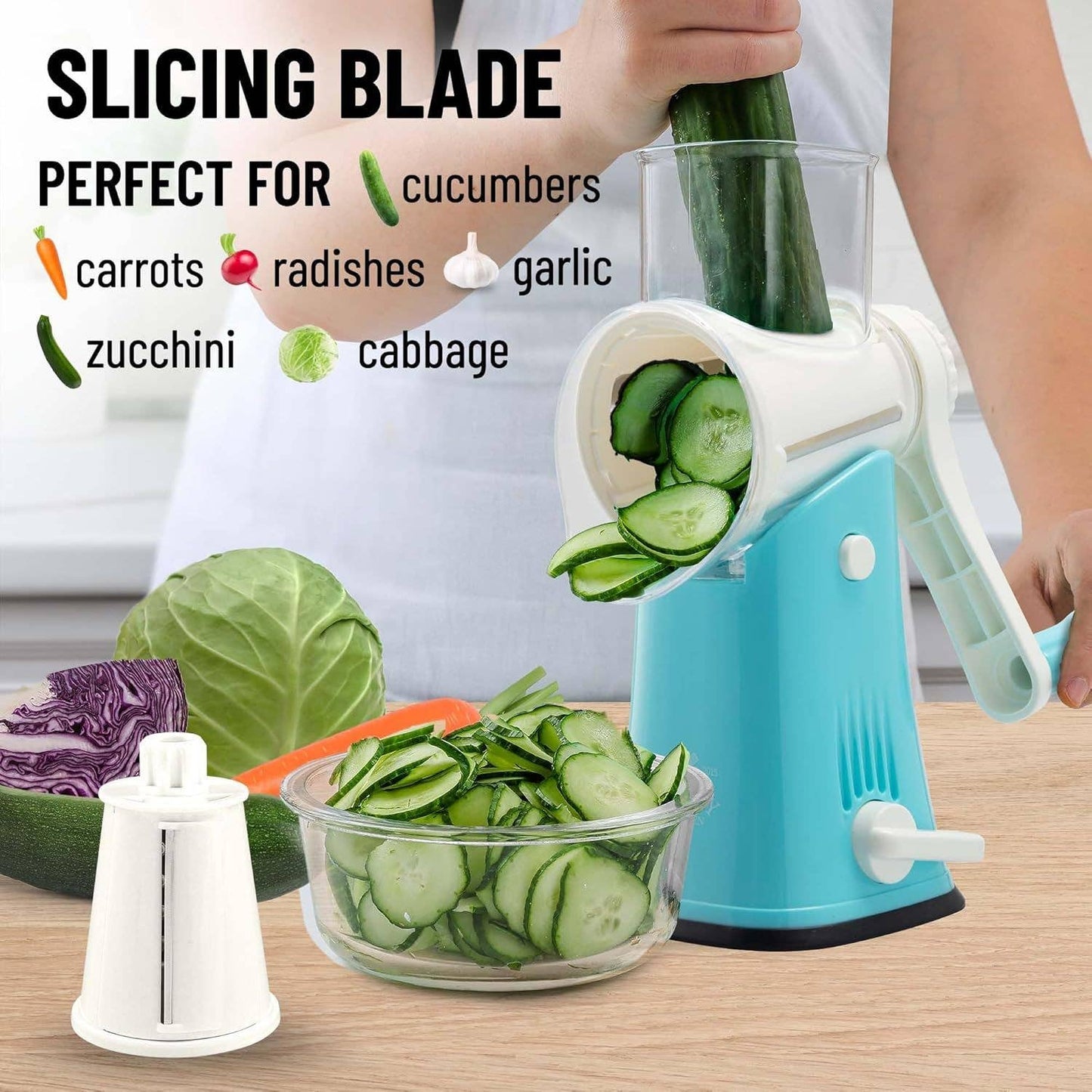 Rotary Cheese Grater with 5 Interchangeable Drums