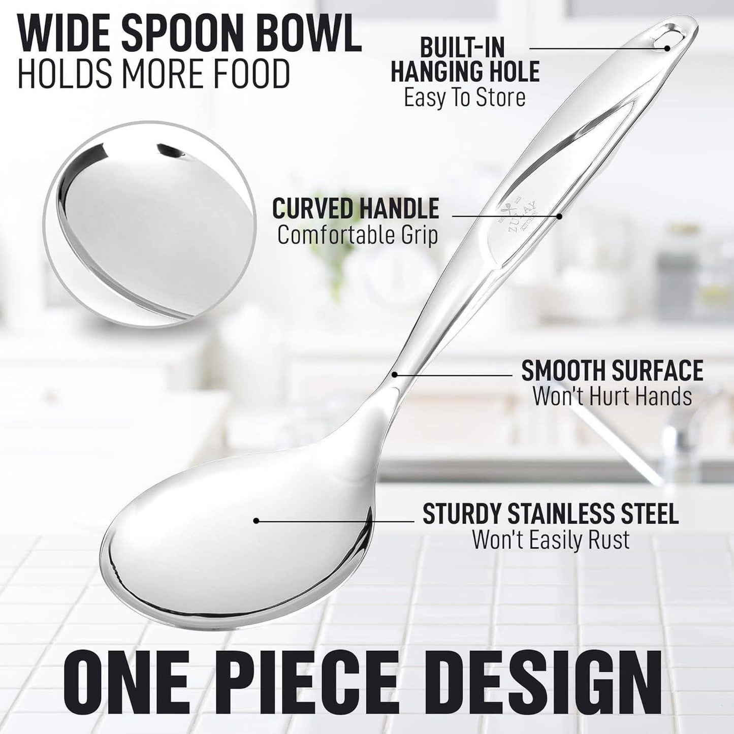 Stainless Steel Serving Spoon - Large 11.5" Cooking Spoon
