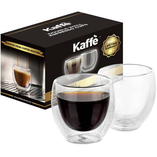 Kaffe 3oz Small Espresso Cups Double-Wall Borosilicate Glass
