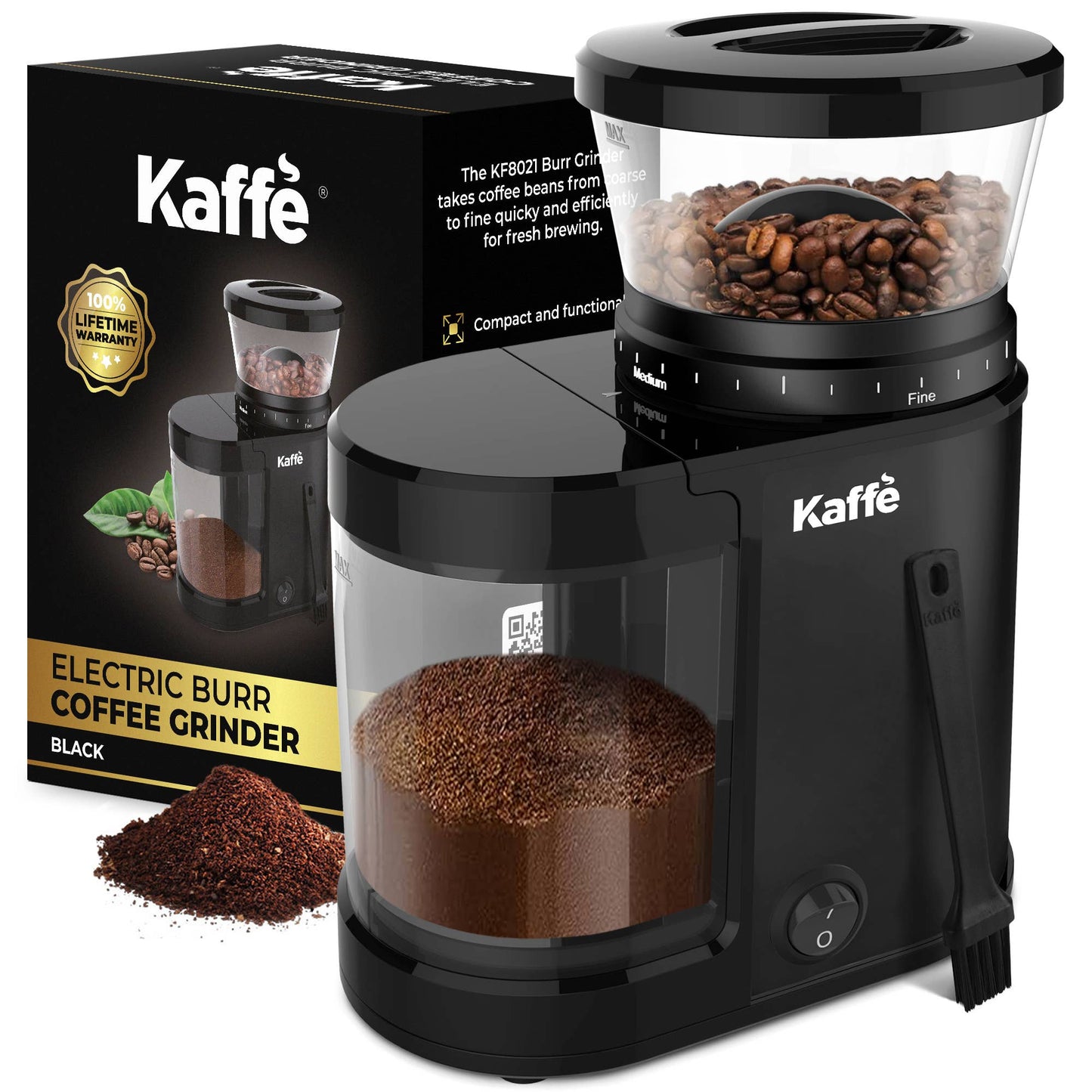Kaffe Electric Burr Coffee Grinder Stainless Steel - 5.5 oz