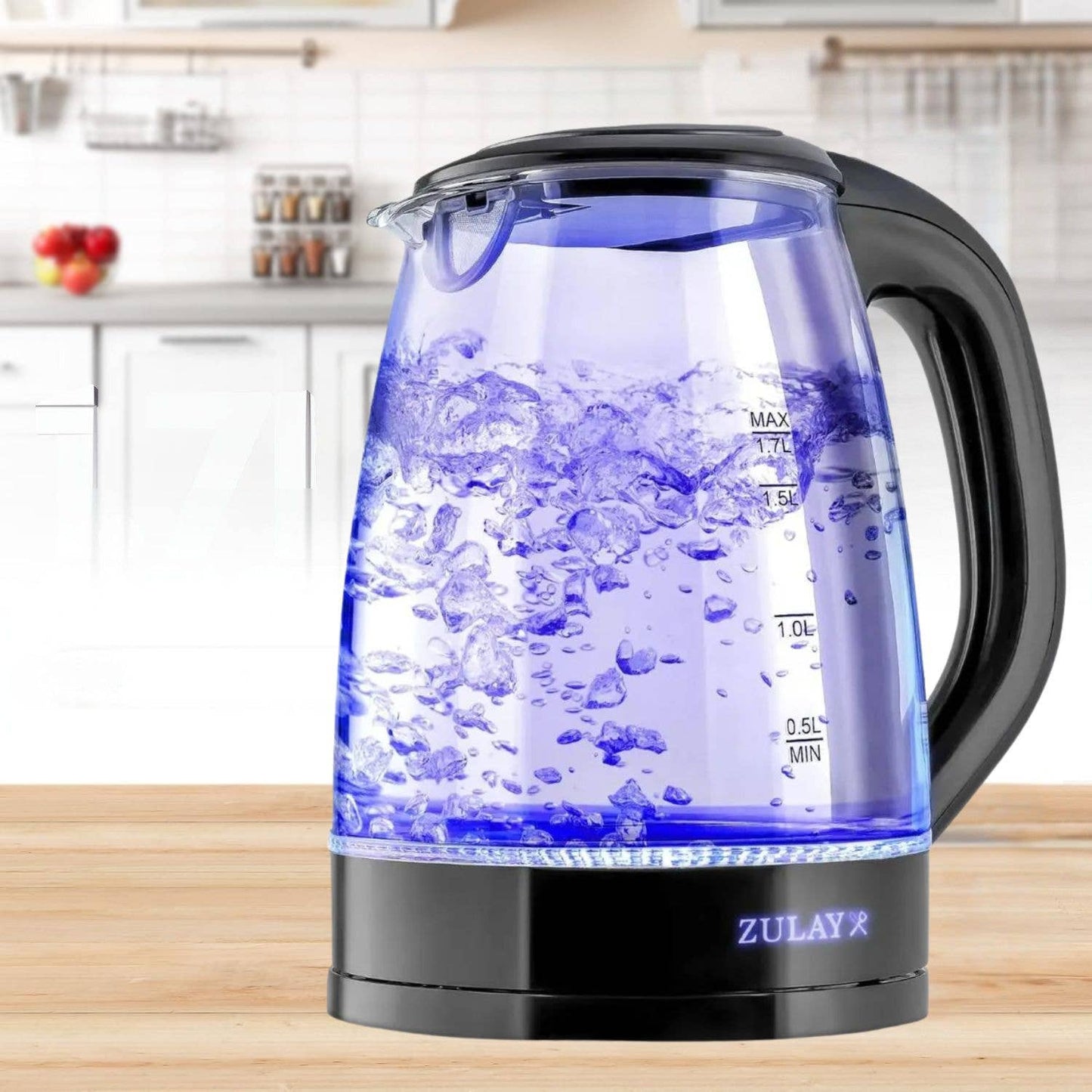 Glass Electric Kettle 1.7L with Blue LED Light
