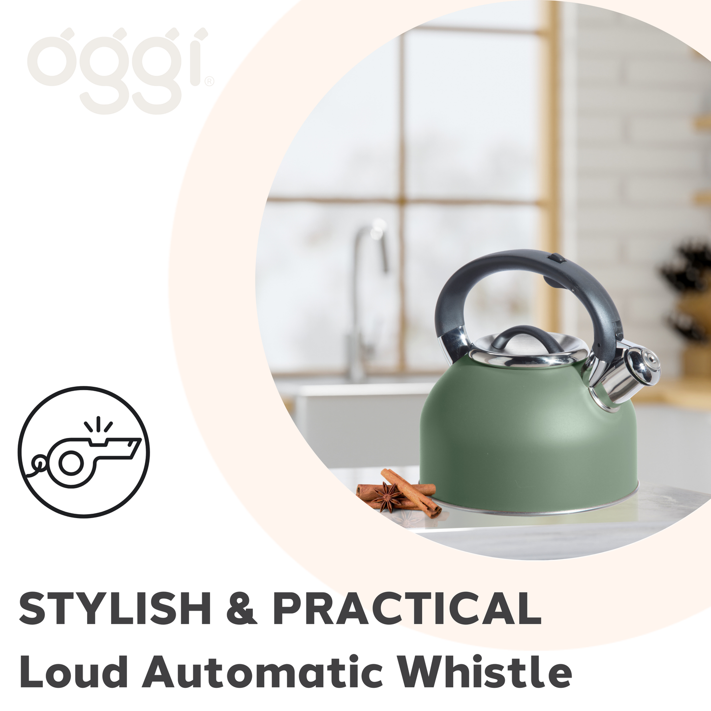 Stovetop Kettle - Stainless Steel w/ Whistle (1.9 lt, 64 oz)