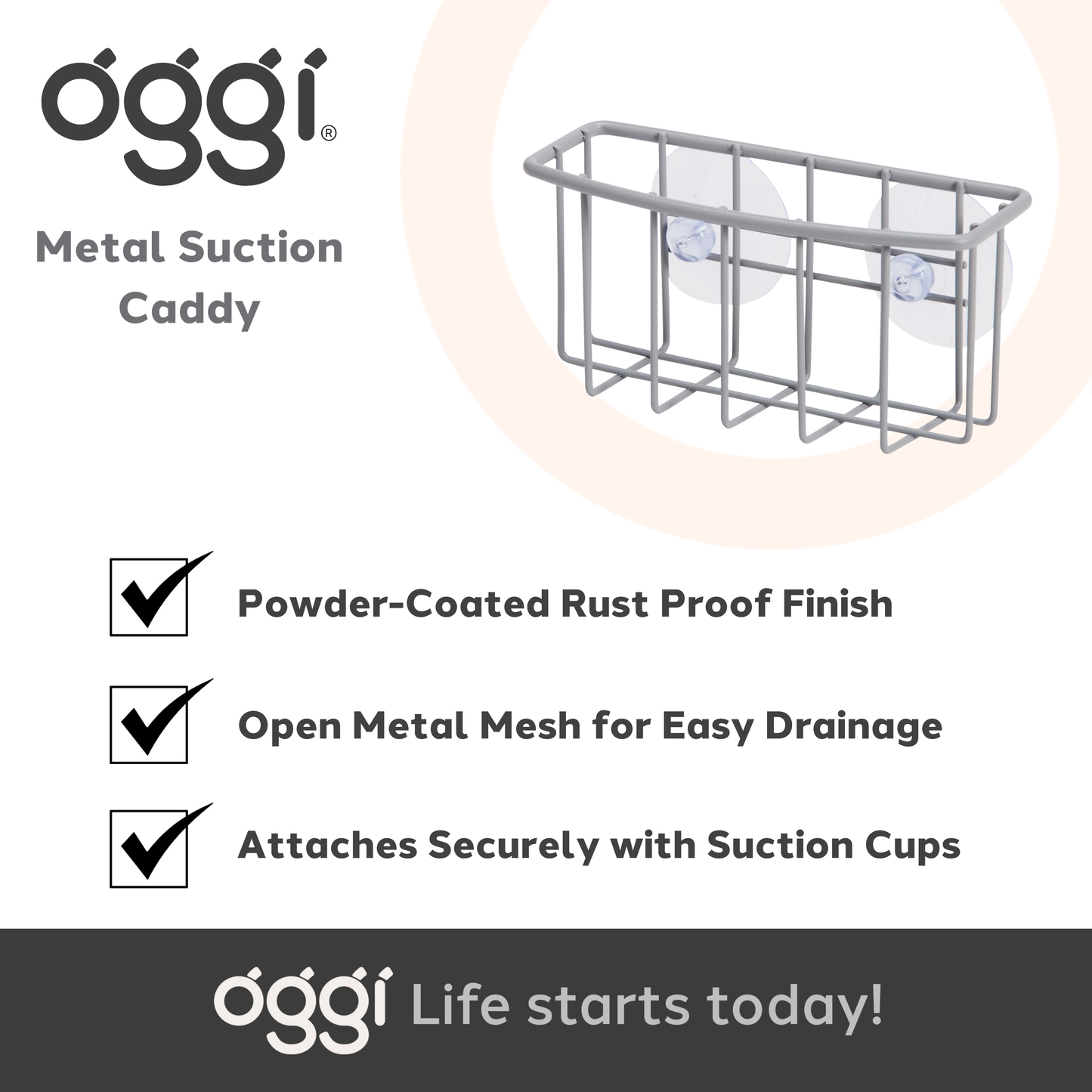 Sink Caddy - Metal w/ Suction Cups (6" x 2.5" x 2.75")
