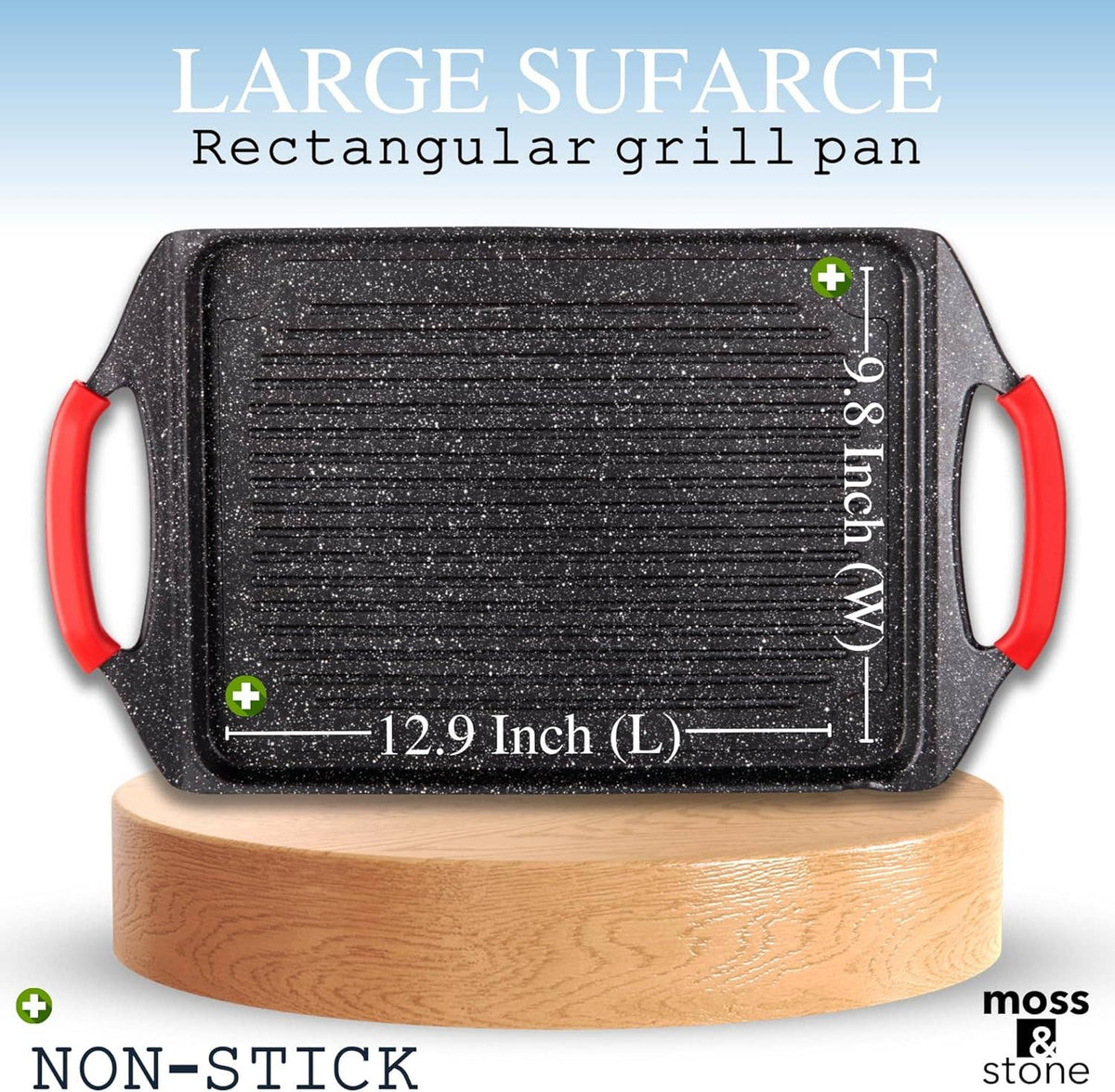 Griddle Aluminum Bbq, 18x10.5" Rectangle Grill Pan for Indoor Cooking, Non-stick Flat Top Griddle Pan for Stove Top, For Fish Vegetables & As Steak Pan, Stove Top Grill Induction Griddle