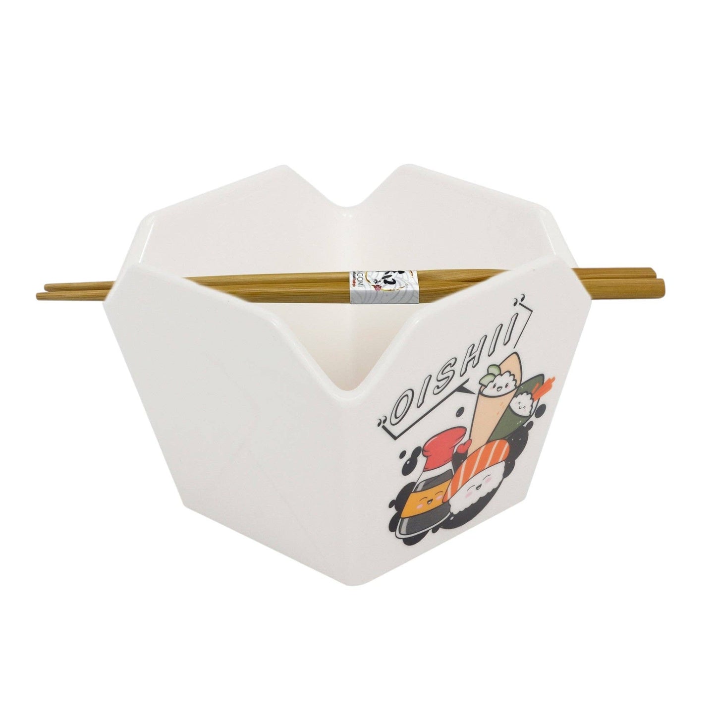 16oz 5"W x 4"H Takeout Box Serving Bowl With Chopsticks Oishii