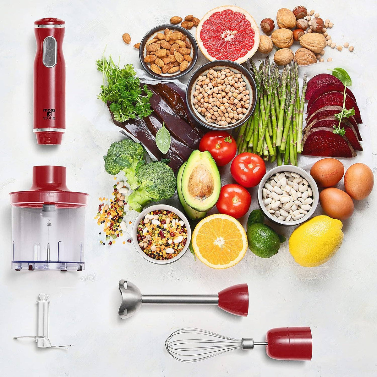 Electric Stick Blender w/Egg Whisk & Chopper- 300 Watt
