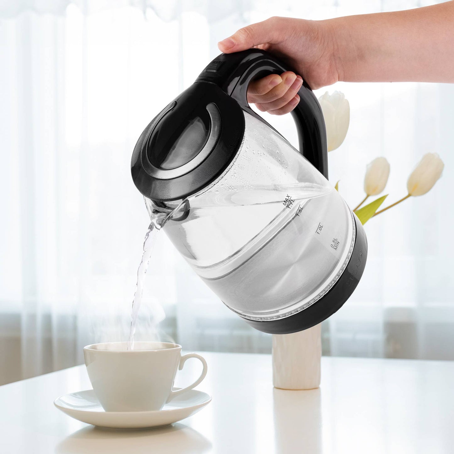 Glass Electric Kettle 1.7L with Blue LED Light