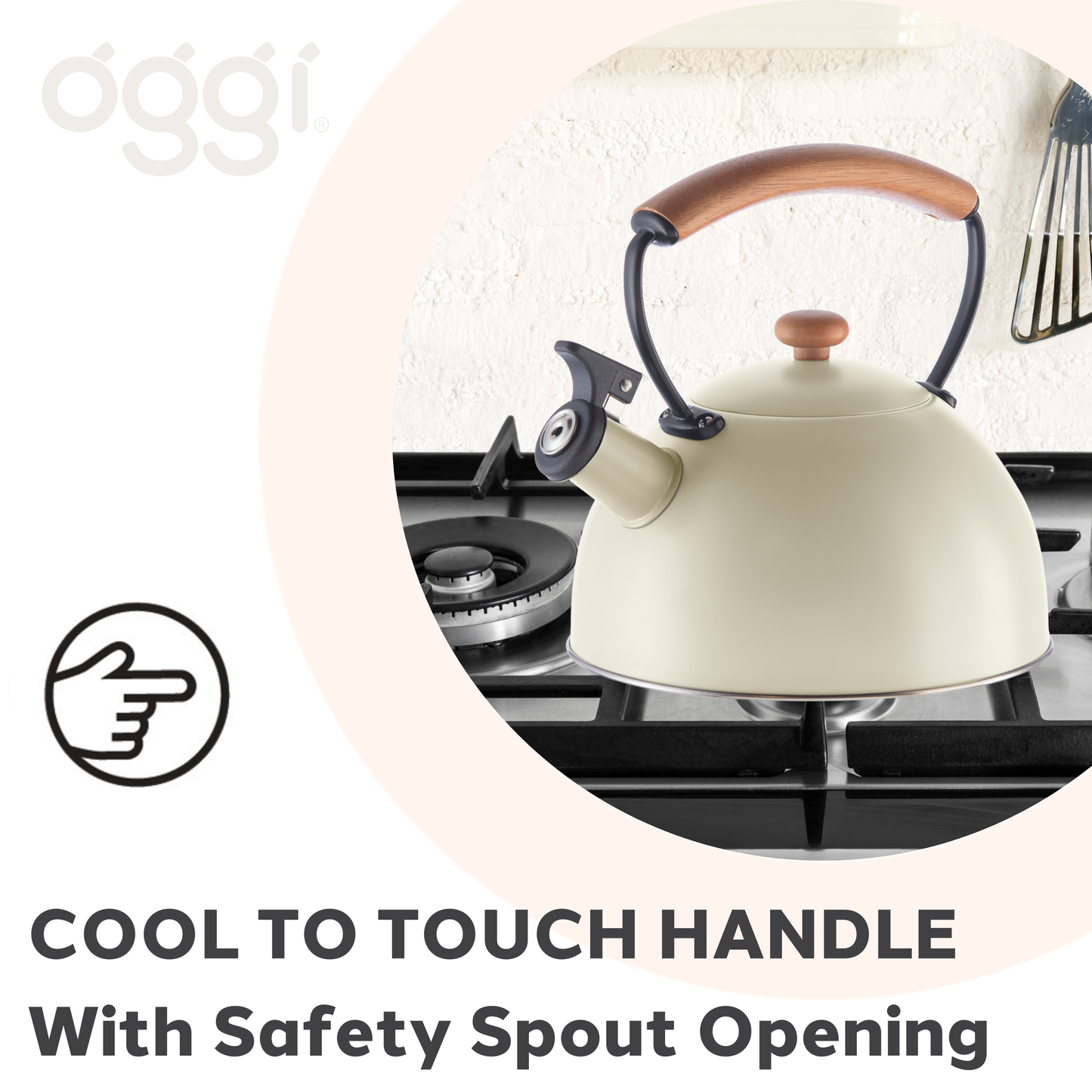 Stovetop Kettle - Steel, Wood Handle, Whistle (1.9lt, 64oz)
