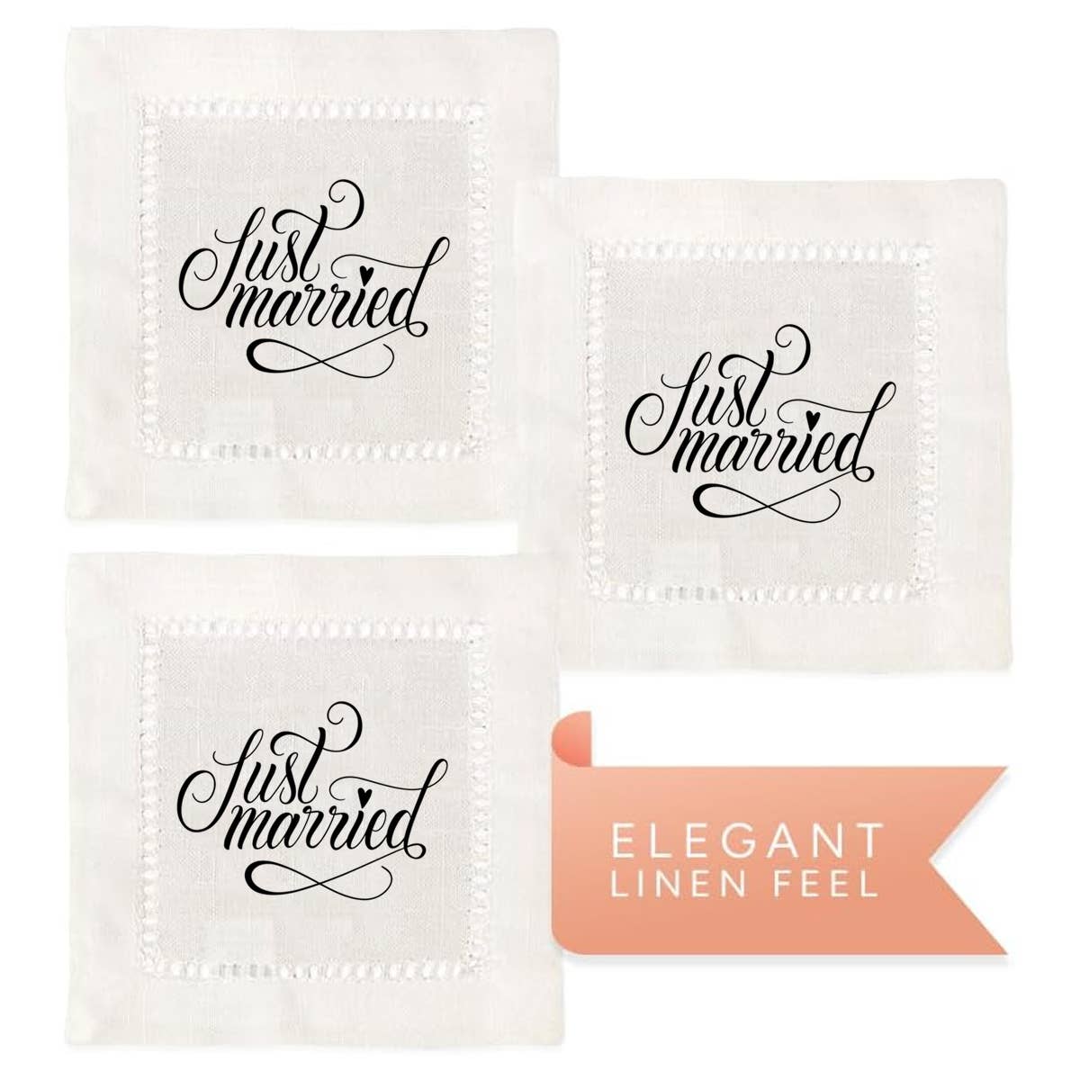 Hemstitch Napkins - Just Married